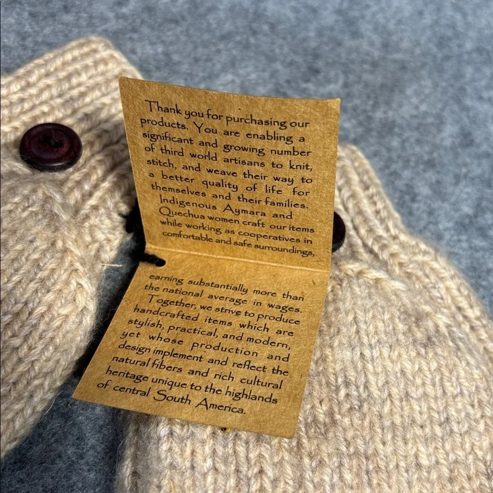 Andes Gifts Alpaca Cozy Knit mitten Gloves - Cream marbled mitten gloves